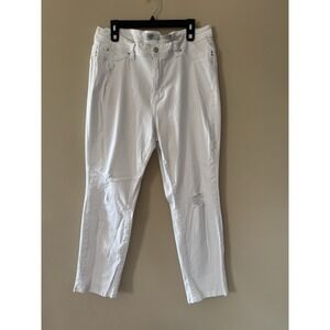 YMI Wanna Betta Butt Women's White Denim Mid Rise Skinny Jeans Stretch Size 18